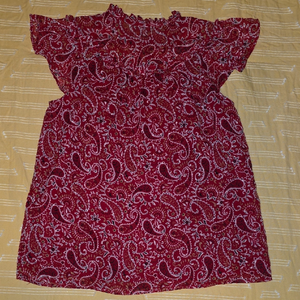 LOFT Crimson Paisley Top